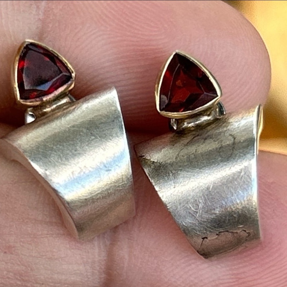 Vintage Michou Sterling Silver
22K Gold Vermeil pear stud posted earrings - Picture 7 of 8
